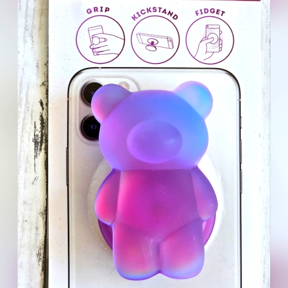 Spinpop Fidget Purple Pink Matte Teddy Gummy Bear Popsocket Shine Shifting - Picture 2 of 9